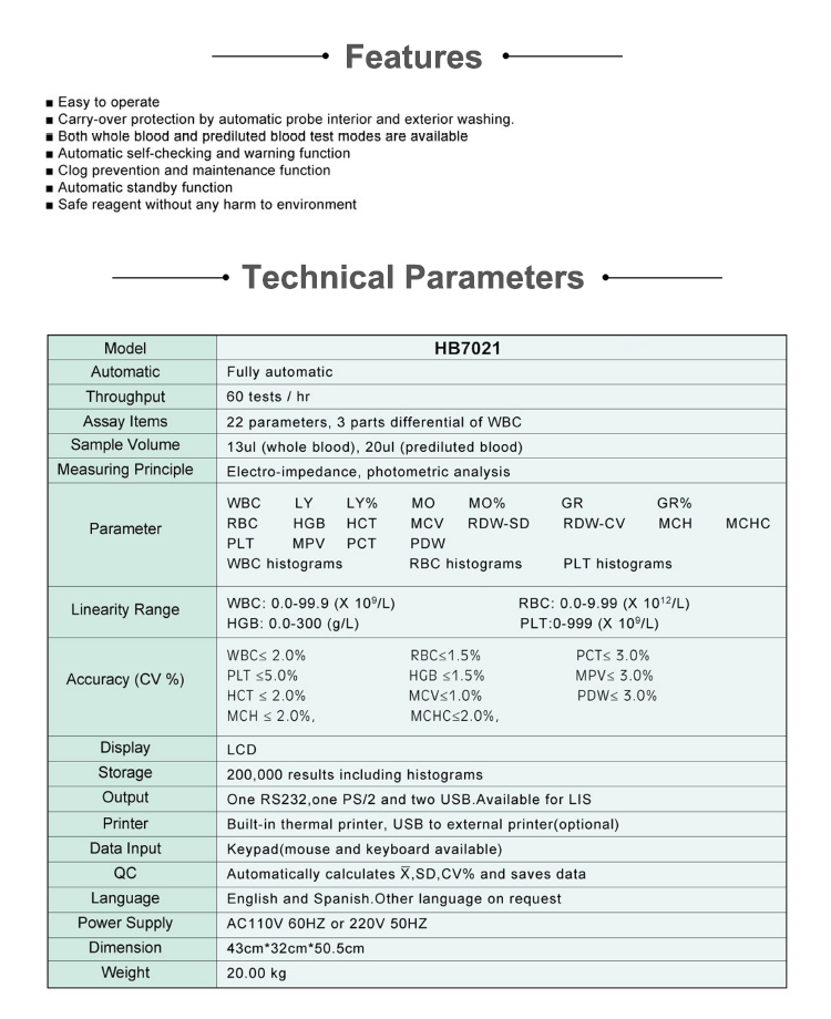 hematology analyzer features hematology analyzer features